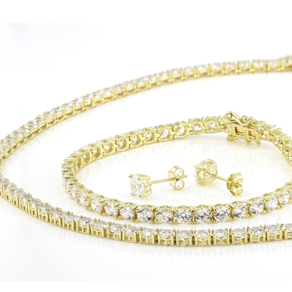JTV Jewelry - NEW SET 18k, Necklace, Bracelet & Earrings, 4 Pieces, Cubic Zirconia, 18k, 925,